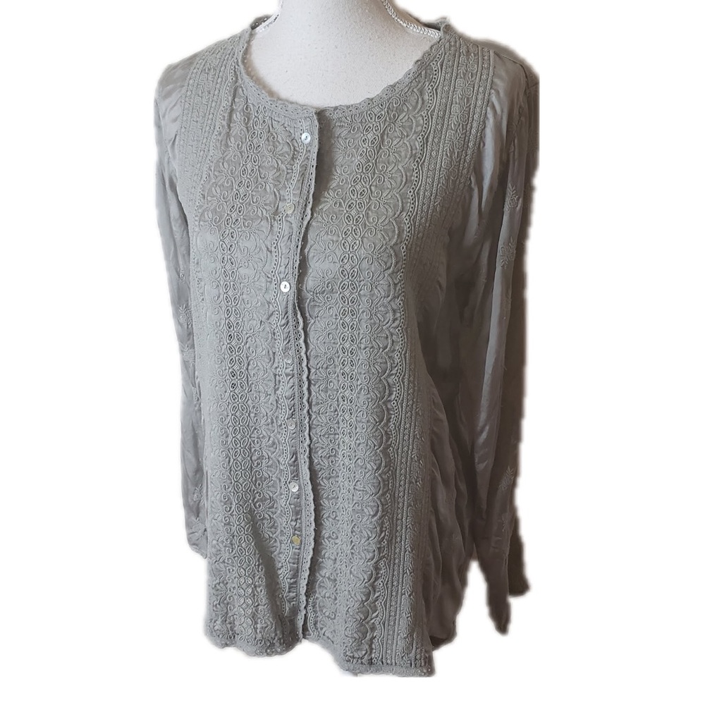 Sundance Button Down Viscose Slate Gray Top - image 4